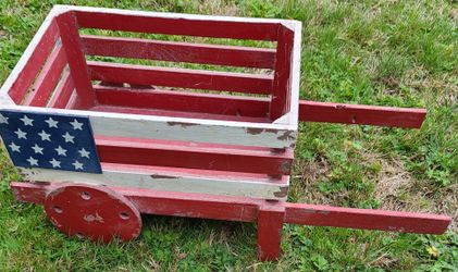 Patriotic Wooden Wheelbarrow Planter