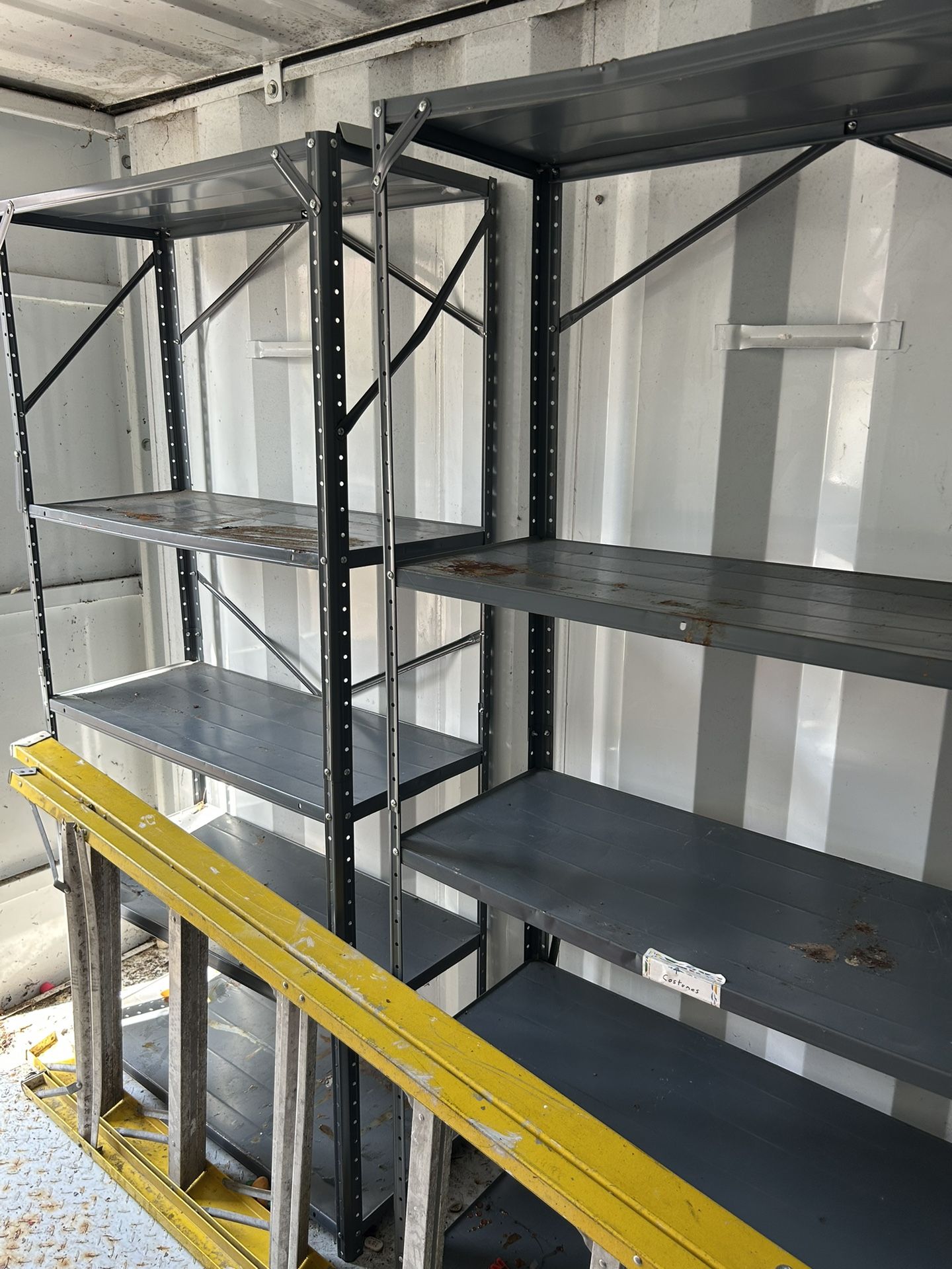 Two metal shelves