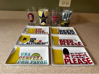 Crate and Barrel beer snack plates and cups