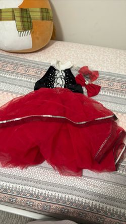 Girls Red and Black Pageant Dress with Bow