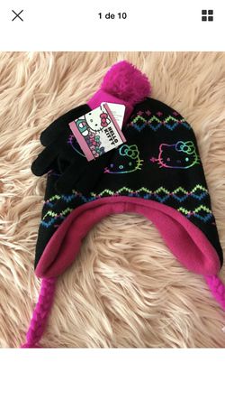 Hello Kitty Girls 2 Piece Cold Weather Set - Black/Pink New with Tags