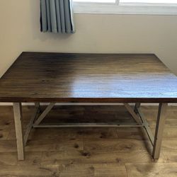 Wood And Metal Dining Table