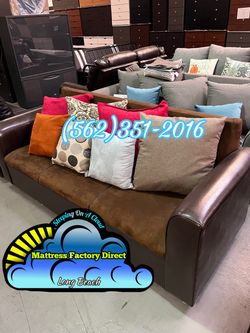 Sofa couch brown vinyl cafe Nuevo cafe