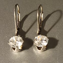 Sterling.silver.synthetic.Diamonique Cubic.zirconia Earrings