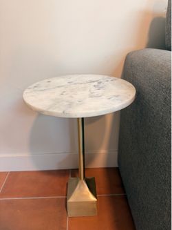 Set of (2) Marble & Gold Side Tables