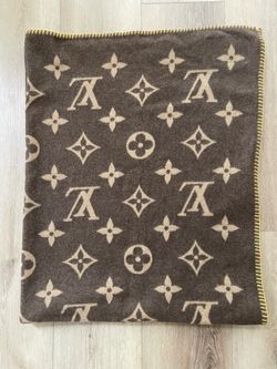 Louis Vuitton Brown Neo Monogram Cashmere and Wool Blanket