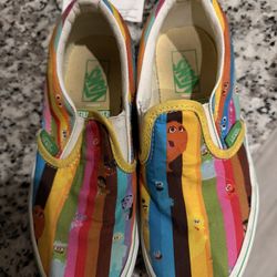 Sesame Street  Vans Classic Slip Ons ‘rainbow Stripes’ Kids 