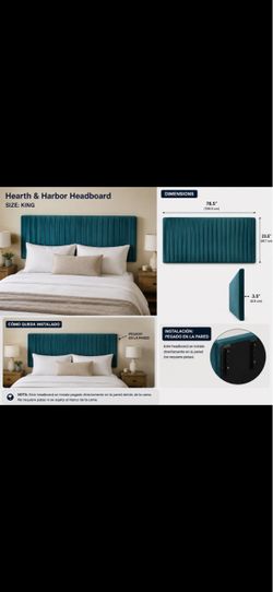 Hearth & Harbor King Upholstered Headboard