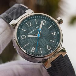 Louis Vuitton Damier Tambour Watch 41.5mm Quartz w/ Box 