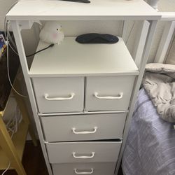White 5-Drawer Storage Unit Nightstand Cabnites