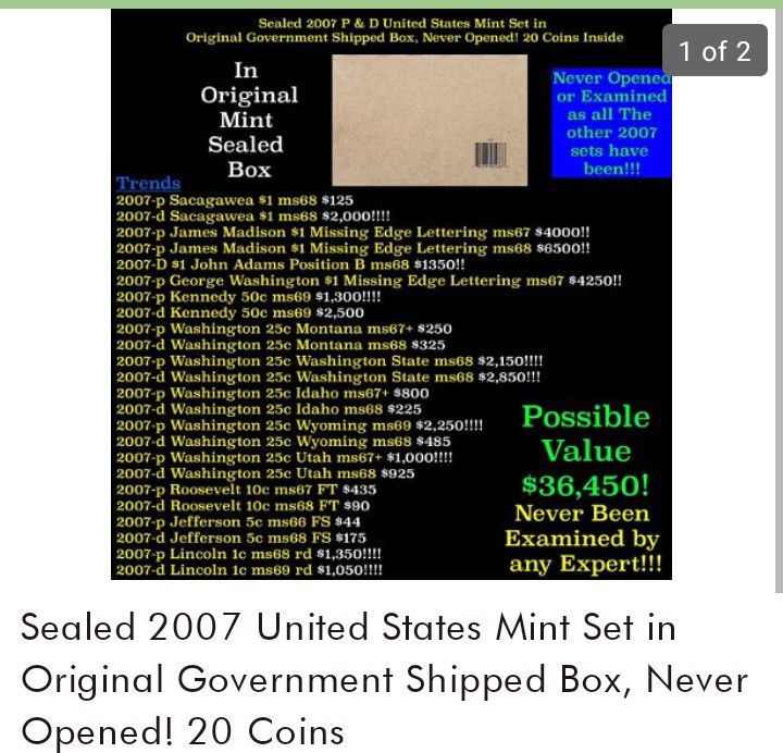 Unopened 2007 Government Issued Set