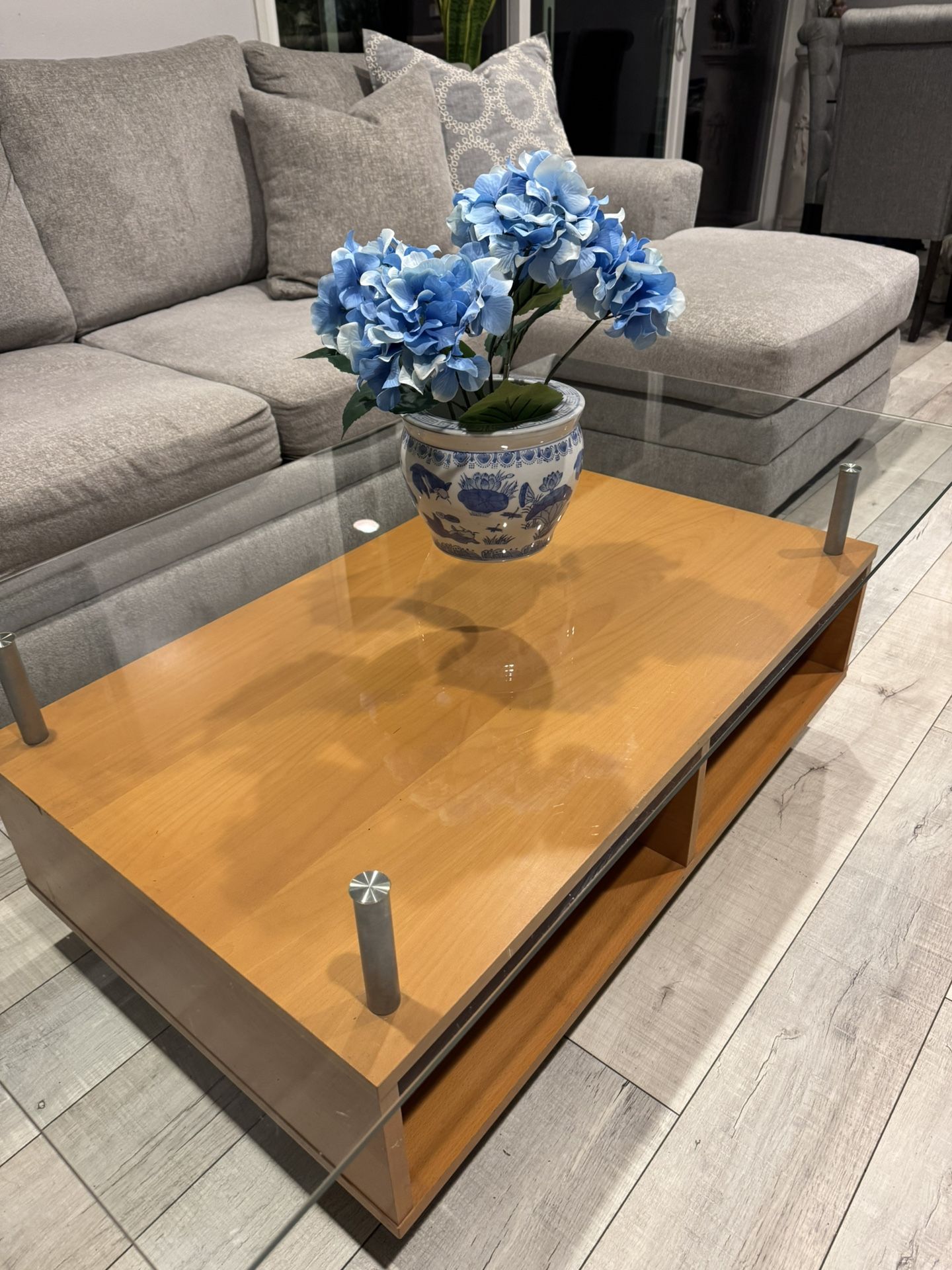 Glass And Wood Coffee Table