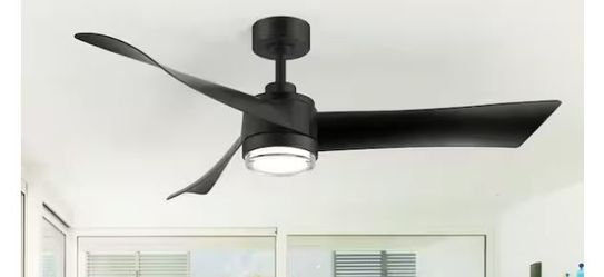 Breezary Hector II 54 in. Black Propeller Ceiling Fan with Integrated LED Light and Remote