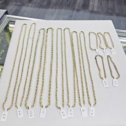 10k Semi Hollow Chains And 14k Semi Hollow Bracelets