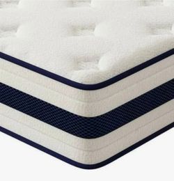 $199 E.King mattress 12" Hybrid-Spring Gel Memory Foam Mattress. Brand new, roll in-a-box