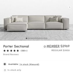 Rove Concepts Porter Sectional Sofa Pearl Boucle