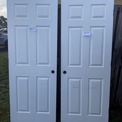 30" x 80" 6 Panel Textured Molded Composite MDF Interior Door Slab w/ Bore, White, (4) Avail