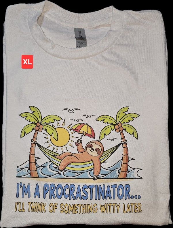 Procrastinator Sloth T-Shirt XL