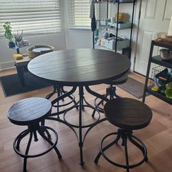 Wood Table And Stools