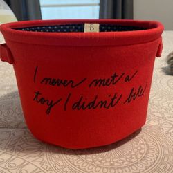 Ellen Degeneras Red Pet Play Things Bucket I Never Met A Toy I Didn't Bite Love