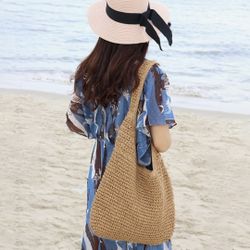 Bohemian bag new  Straw Rattan Beach Tote Bag Hobo HandBags Handle Summer Handwoven Straw Purse 