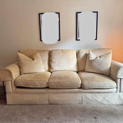  Tan Upholstered Sofa (Theodore alexander althorp collection)