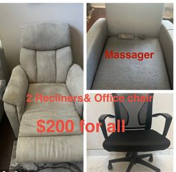 Two Recliners and an office chair