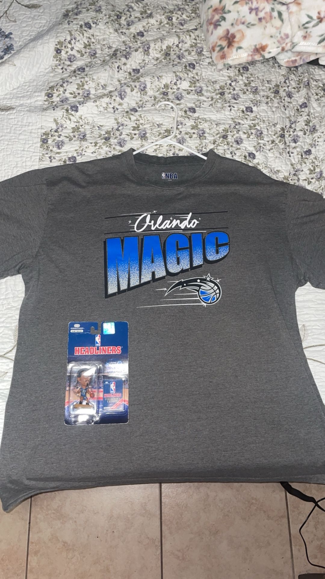 VINTAGE ORLANDO MAGIC T SHIRT 2XL & PENNY HARDAWAY HEADLINE FIGURE