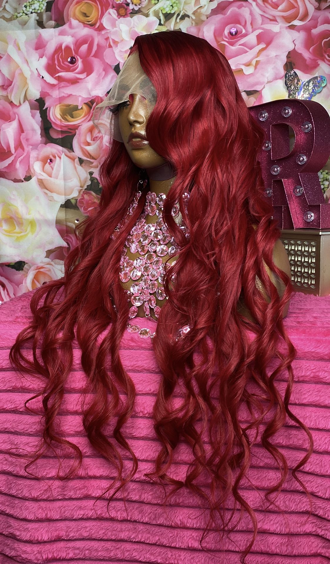 34β 100% Human Hair 13x6 200% Density Cherry Red π