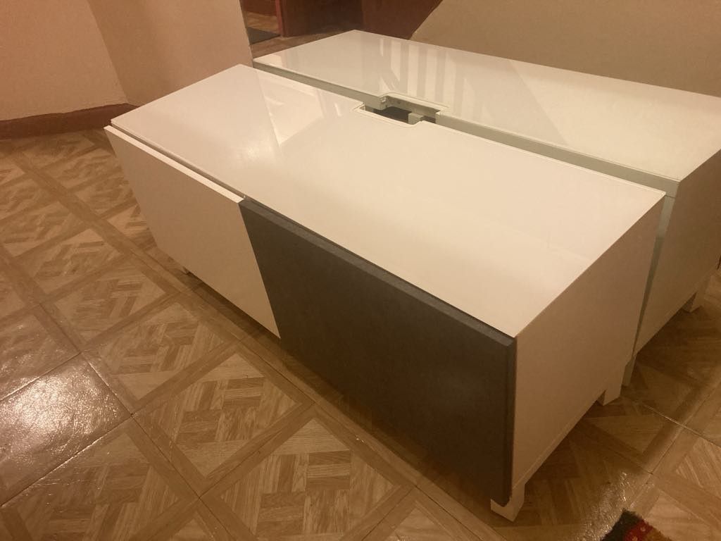 Ikea Besta Cabinet / TV Table / TV Console With Glass Top