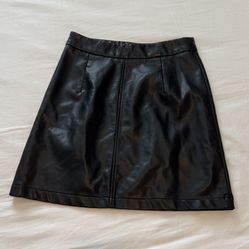 French Connection Women's Black Faux Leather Crolenda Mini Skirt Size 2