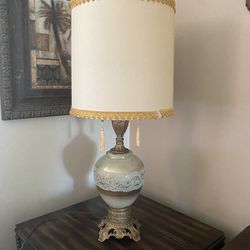 big antique lamp brass and glass 