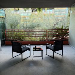 Chairs with glass top table