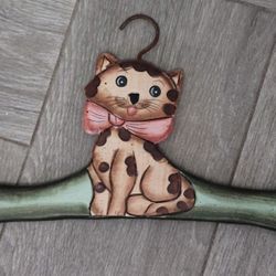 Vtg Hand Painted Wood Cat Kitty Hanger 16 x 8 Decor 