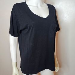 Lou & Grey Black Short-Sleeve Relaxed Pocket Tee Oversized Size XS