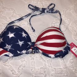 NWT American flag Bikini Top