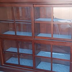 Antique Wood Book Shelf /Display Cabinet