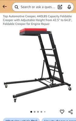 Top Automotive Creeper, 440LBS Capacity Foldable Creeper with Adjustable Height from 42.5" to 64.8", Foldable Creeper for Engine Repair