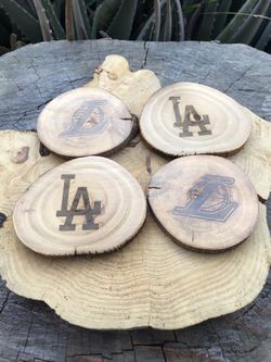 Custom wooden burn coasters.