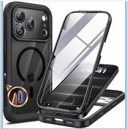 Magnetic for iPhone 18 Pro Case 6.3", Full Body Protection, Black Built-in Glass Screen & Full Camera Protector,Compatible with MagSafe,Military Drop