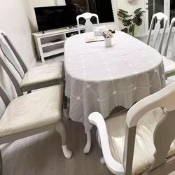 grey and white 6 seats & dinning table made with top quality hardwood