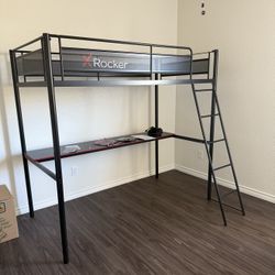 Twin Size Loft Bed with Desk Attached (Mattress Included)