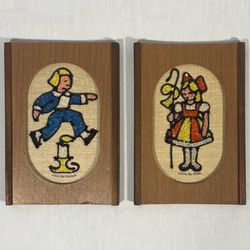 Jack Be Nimble & Little Bo Peep Pebble Art Wall Hangings