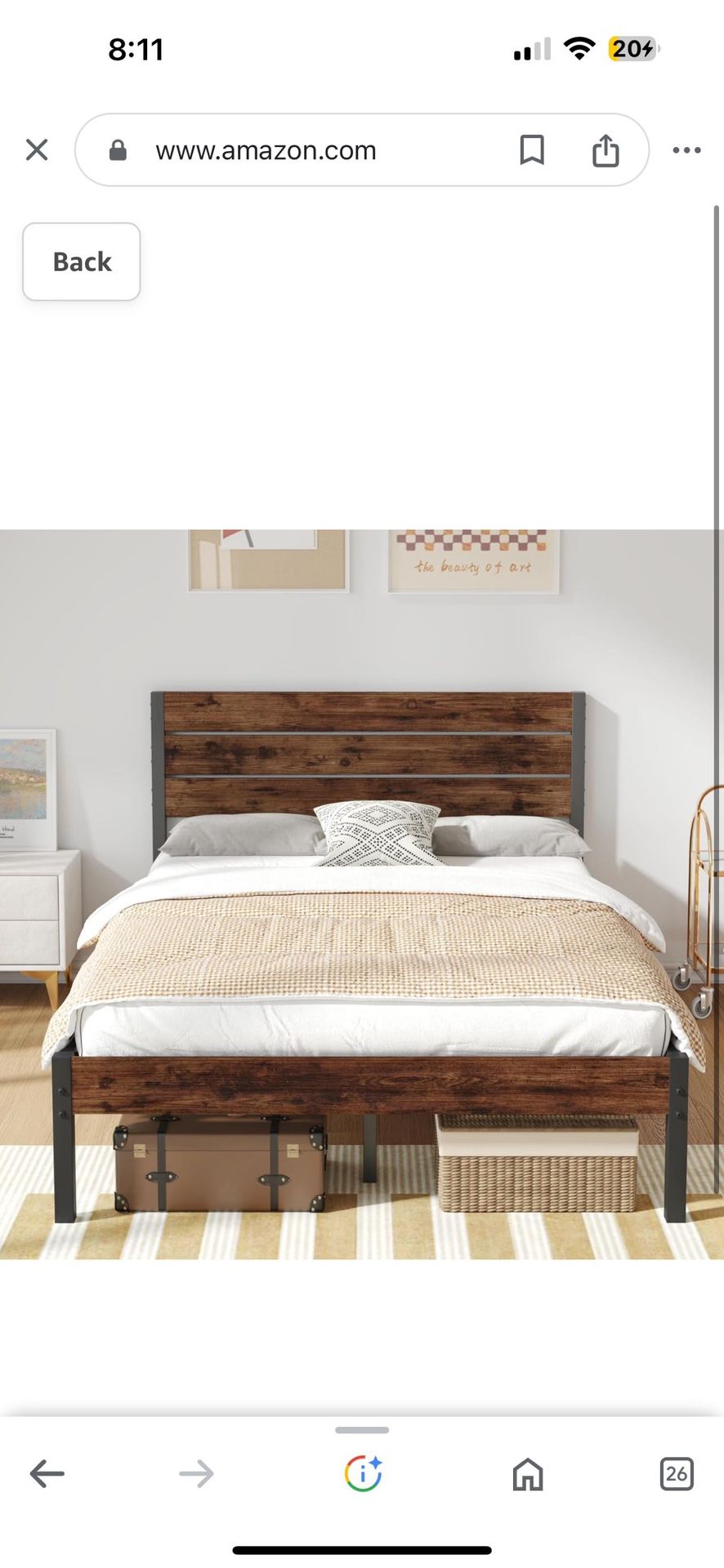 Full Bed Frame with Headboard and Footboard, Metal Full Bed Frame with Under Bed Storage, All-Metal Support System, No Box Spring Needed, Easy Assemb