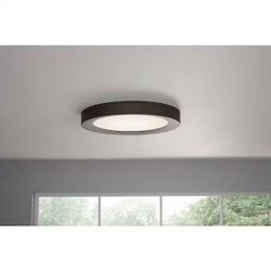 Home Decorators Collection Calloway 19 in. Matte Black Concave Selectable LED Flush Mount