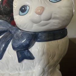 Kitten bow vintage cookie jar