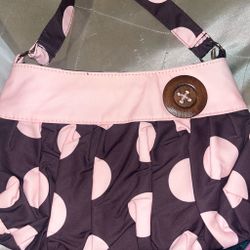 Brown and Pink Polka Dot Shoulder Bag