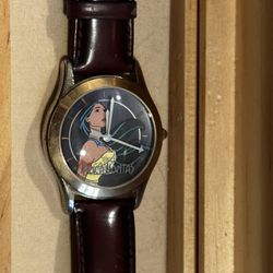 Disney’s Pocahontas Collectors Watch with leather band and wooden collectors box