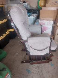 Wood Glider Rocking Chair with Cushions