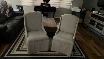 2 Dining Room Side Chairs Gray Frabric